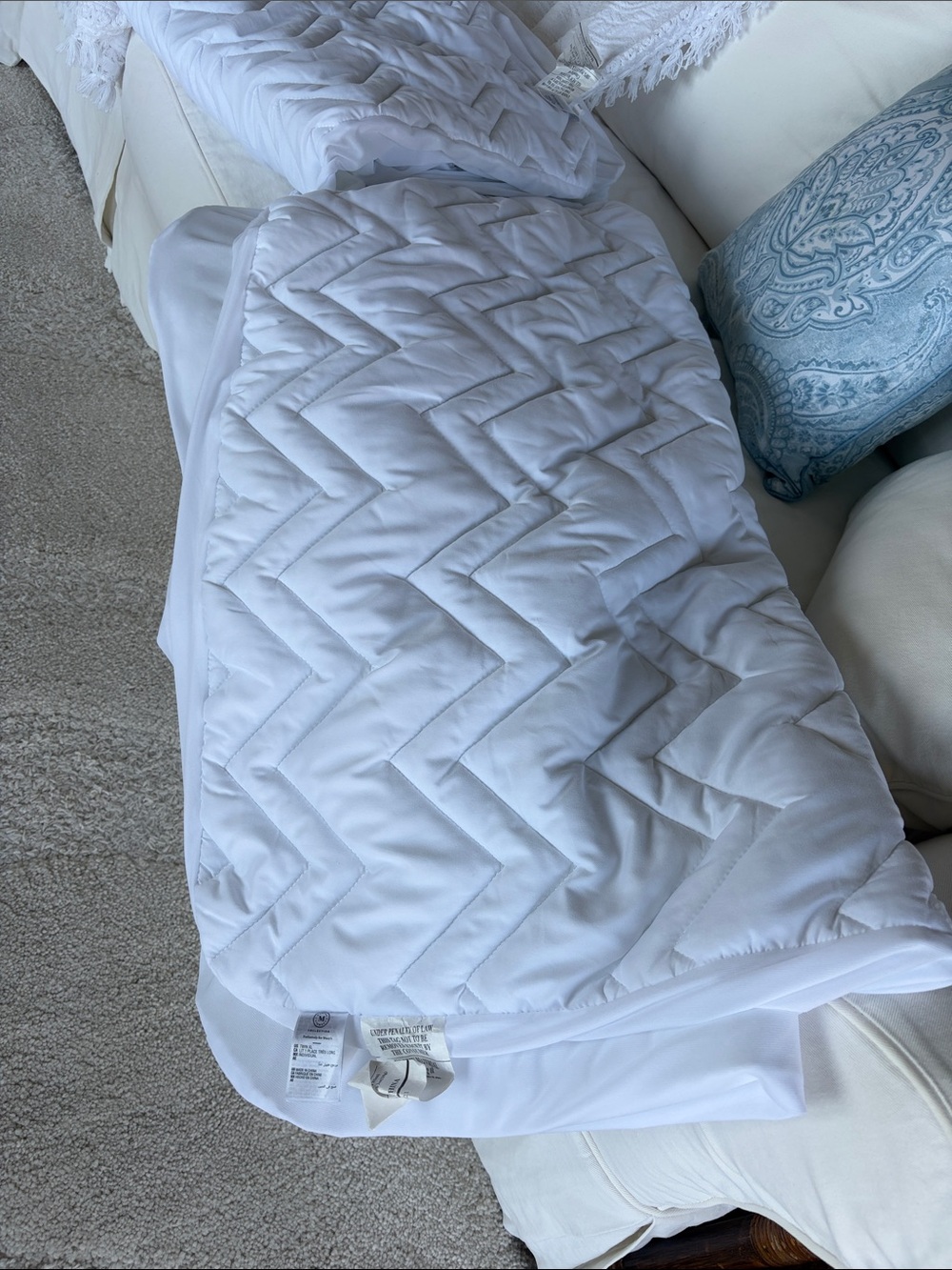 Martha Stewart White Quilted Mattress Protector Pad